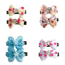 Set Of 10 Pairs (20 Pieces) Duckbill Hair Clips / Bow With Rhinestone / Colorful And Delicate / Children's - 5 đôi / 10 chiếc - Xem 8