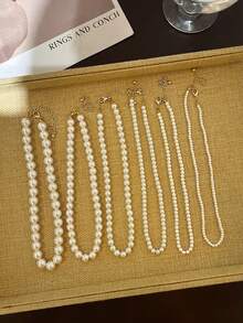 1件装女士时尚高端玻璃珍珠项链，轻盈奢华百搭串珠颈链 - 彩色 - 查看 3