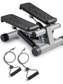 S unny H ealth & Fitness Mini Stepper para Ejercicio en Casa, Máquina de Ejercicio de Escaladoras con Faja de Resistencia, Movimiento Twist Opcional y Conexión con la App SunnyFit Gratis - Gris Oscuro - Ver 2