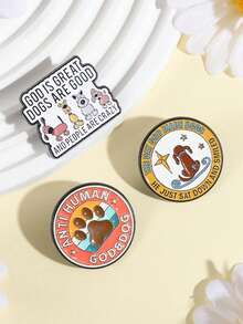 一套神与狗珐琅徽章，可爱卡通狗爪印胸针翻领徽章，动物小狗饰品，送给朋友的礼物 - 彩色 - 查看 5