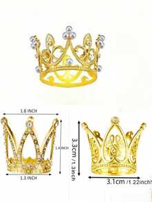 1 pièce Couronne dorée pour gâteau, 3 options de couleur, coiffe vintage pour décoration de gâteau, couronne complète à 3 couleurs, décoration de gâteau avec couronne, cadeau d'anniversaire, convient pour photos de gâteau de reine/princesse, fournitures de fête, utilisable pour mariage, anniversaire, cadeau, événements de mode, usage polyvalent - Doré - Voir 2