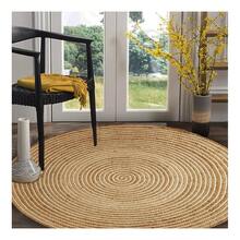 Handwoven 4ft Jute Area Rug Natural Fiber Cotton Round Boho Farmhouse Rustic Vintage Soft Braided Reversible  Friendly Rugs- Indoor Outdoor Kitchen Bedroom Living Room Hallways (4'ft Round) - 自然-13 - 查看 6