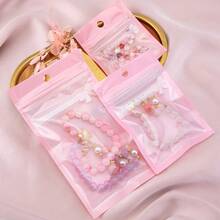 20pcs Sweet Pink Bow Zipper Bags, Transparent Resealable, Suitable For Jewelry Packaging, Small Retail Item Display, Gift Party Packaging - Pink - View 5