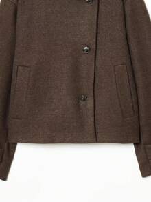 Seelio Autumn/Winter New Women's European And American Style Fashion Minimalist Versatile Stand Collar Overcoat - Brown - View 6