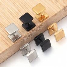 2个/包 不锈钢方形哑铃耳环，钛钢男女通用方形哑铃耳环，DIY珠宝制作耳环配件 - 方形耳環 - 查看 7