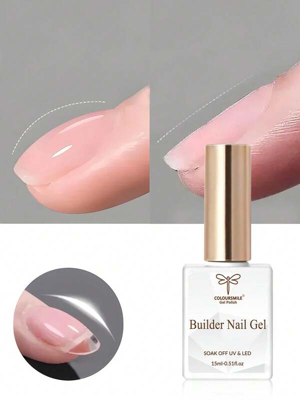 COLOURSMILE 15ml Gel de extensión de uñas, Gel de extensión claro 7-en-1, Base de goma curada con lámpara LED, Gel de extensión fortalecido y engrosado con rhinestones, Envasado, Adecuado para manicura casera DIY y regalos de salón
