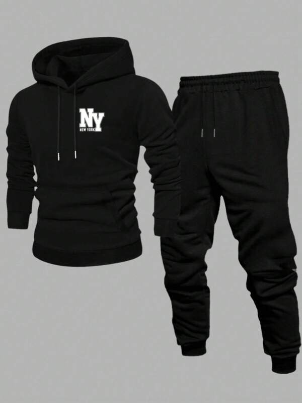 Hombre008 Conjunto de Sudadera con Capucha Minimalista para Hombre y Mujer, Modelo Primavera-Otoño, Conjunto de Dos Piezas para Uso Casual