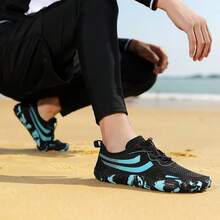 夏季男士赤足五趾水鞋 - 男女通用设计，适合海滩、度假村、派对、露营、冲浪、游泳、室内健身、瑜伽、跳绳等活动，轻便速干，沙滩及溪流鞋 - 黑藍 - 查看 9