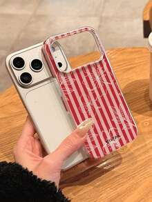 GIIPPA 1个条纹图案设计 17 Pro Max手机壳，也适用于 16 Pro Max、15 Pro Max、14 Pro Max，韩版时尚趣味手机壳，兼容11/12/13/14/15/16 Pro Max Plus，男女皆宜的优雅设计，是圣诞节、情人节、复活节、婚礼季和生日送给女友的理想礼物 - 紅色 - 查看 2