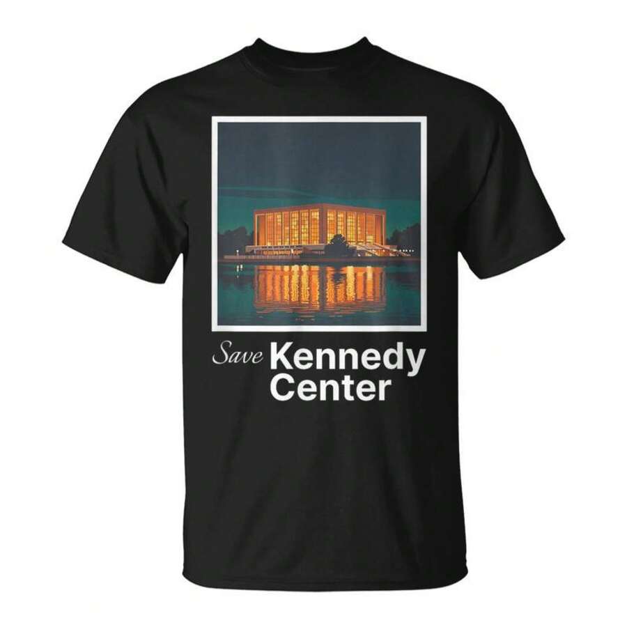 Save Kennedy Center – Support Arts & Culture-Shirt Cotton Black Printed Short Sleeve-Shirt, Vintage Street Style Casual Versatile Top Tee. - 黑色 - 查看 1