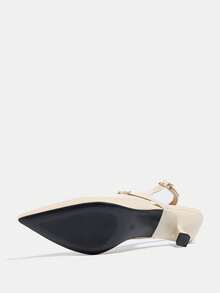 女士尖头高跟凉鞋，踝带设计，优雅简约露趾鞋，适合春夏通勤、派对、正式场合穿着，杏色PU皮革细跟鞋，包头系带派对礼服鞋，女士米色漆皮尖头细跟鞋，米色高跟鞋，时尚舒适的女士高跟鞋 - 米色 - 查看 9