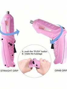 47件套粉色电动工具套装，适用于家庭维护和维修，包含锂电池迷你无绳螺丝刀、MQFORU无绳螺丝刀、47合1便携式无绳电钻、带双位置手柄、USB线和LED灯的可充电电动螺丝刀套装，适用于家庭办公室DIY工具。 - 彩色 - 查看 3