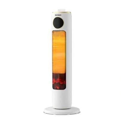 Glückluz Calefactor Eléctrico con Llama 3D Dinámica,Calefactor de Cerámica Tipo Torre con Mando a Distancia, Calefacción Rápida, Radiador Eléctrico Silencioso(Sin control remoto)