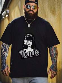Shirts For Men Unique Print Casual T-Shirt Horror - Inspired Tomie T - Shirt, 100% Cotton, 220gsm Heavyweight,Soft And Breathable Fabric,Comfortable And Loose,Suitable All Day Wear,Suitable Office Casual Wear,Spring And Summer Daily Appearance, Suitable For All Seasons,Summer Wear.Men's Casual Print Round Neck Short Sleeve T-Shirt Men Women T-Shirt Print Tee - 黑色 - 查看 8