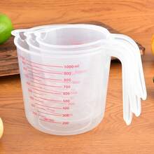 3pcs Plastic Measuring Cups Set With Spouts, Stackable Clear Beakers With Red Markings For Kitchen Baking And Liquid Measurement - 8.45 Oz, 16.91 Oz, 33.81 Oz Capacity - Multicolor - View 8