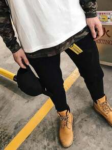 Black Skinny Jeans, Stretchy Slim Fit Ankle Pants, All-Match Simple Design, Versatile Casual Street Style, Suitable For All Seasons - Black - View 3