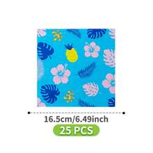 Hawaiian Hibiscus & Pineapple Pattern Disposable Plate, Napkin, Cup Set, Serves 8 Guests, Suitable For Birthday, Wedding, Party, Family Picnic - Multicolor - View 9
