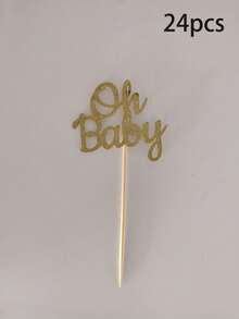 12pcs Oh Baby Cake Toppers For Birthday Party - Gold - View 7