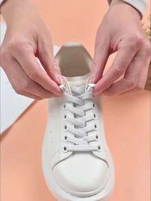 1Pair No-Tie Elastic Shoelaces With 2 Triangle Buckles Lightweight Stylish Adjustable Tightness Anti-Slip Secure Buckle Easy On Off For Sneakers Casual Shoes Skate Shoes - Multicolor - View 7