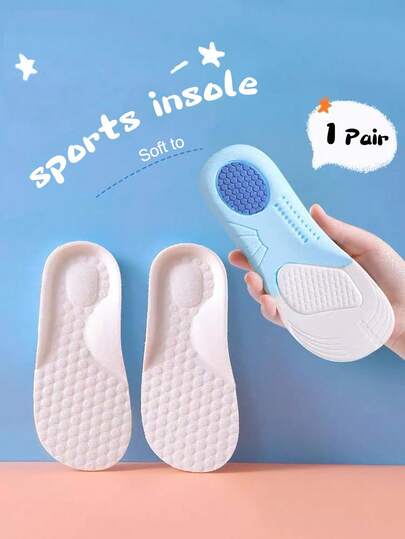 1 Pair Soft Cushioned Insoles With Arch Support, Breathable, Shock-Absorbing, Trimable For Sports Shoes & Boots, Spring/Summer