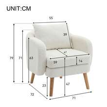 Modern Teddy Velvet Sofa Chair, Chair With Extra Thick Cushion, Unique, Solid Wood Legs, Multicoloured Optional. - White - View 10