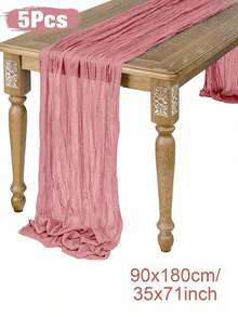 5条装褶皱浅粉色桌旗，折叠桌布，粉色主题生日装饰，婚礼装饰，节日家居装饰，派对房间餐桌装饰，浅粉色桌布，桌旗，纯色桌布，生日装饰，婚礼装饰，2026新年装饰，派对礼物，派对装饰，家居桌旗 - 粉色 - 查看 20