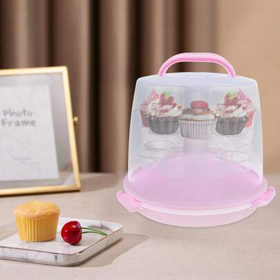 Round 24 Holes 3 Tier Portable Cupcake Carrier, 24 Holes Pp Cupcake Carrier, 28.5*25cm/ 11.22*9.84in Portable Cake Holder Transporter Box For Birthdays, Weddings, Baby Showers, Picnics, Parties, Gatherings, Or Events