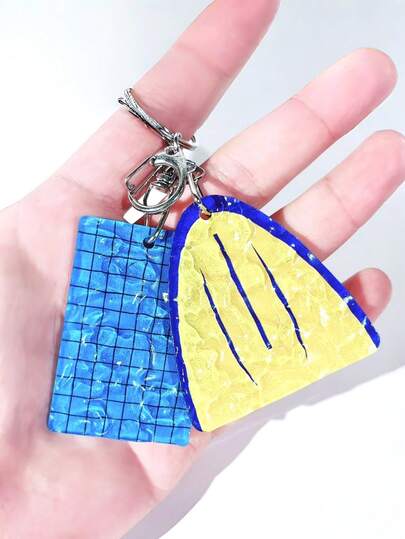 1pc Swimming Pool Shaped Keychain With Ripple Effect, Creative Gift Accessory, Swimming Pool Keychain, Floating Board Decor, Suitable For Women And Men, Summer Swimming Keychain, Backpack Hanging Accessory, Swimming Pool Souvenir, Gift For Birthday, Wedding, Holiday, Party, Event, Friends
