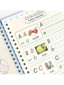 4-in-1 Kinder Kalligraphie Übungsbuch Set - Wiederverwendbare Rillen-Malvorlagen mit Stift & 8 Tintennachfüllungen, beinhaltet englisches Buchstaben, lustiges Malen, Zahlen 0-100 & Addition/Subtraktion, süße Illustrationen, Magie Tinte zum automatischen Verblassen für wiederholte Verwendung, verbessert kognitive Schreibfähigkeit, Frühförderung & Gehirntraining für Mädchen & Jungen, perfektes Oster-/Geburtstags-/Vorschulgeschenk - Schwarz - Übersicht 10