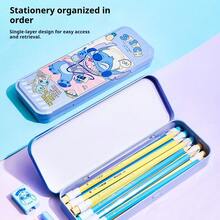 Disney Stitch Princess Learning Stationery Set Large Capacity Pencil Box Cute Cartoon Rubber Head Pencil HB Elementary School Birthday Gift Holiday Gift - A - View 2
