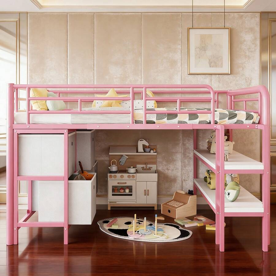 Kids Bed Frames, Headboards & Footboards - Pink + Metal + 90cm*200cm - View 1