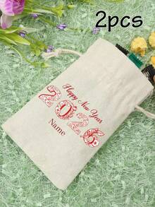 LICVIC Custom Drawstring Gift Bag With Festive Design And Name, Personalized Keepsake Pouch, Celebrations And Surprises, Customized Money And Note Holder For New Year Moments, Happy Bride, Customizable Small Bag Ideal As Thoughtful Present, Family, Friends - Multicolor - View 8