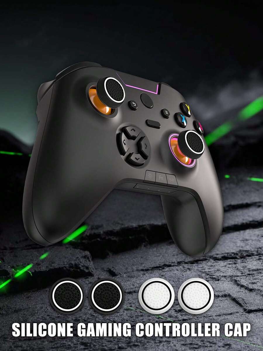 4个硅胶游戏手柄帽，摇杆保护套，精英手柄拇指摇杆握把，防滑按键帽组合装 - 彩色 - 查看 1