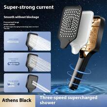 三层PP过滤系统，过滤99%铁和沉淀物，三种模式：水疗淋浴按摩，食品级德国电镀，5分钟轻松安装，一年保修，手持花洒，浴室全套浴缸水管。 - 黑色 - 查看 6