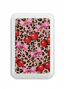 Pink Bowknot Design 1pc Magnetic Card Holder Case With Cherry Blossom & Bow Design Compatible With Apple Phone Spring Gift - Multicolor - View 18