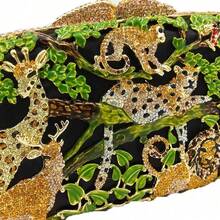 Ladies Formal Evening Bags Forest Jungle Animal World Crystal Clutch Purse Rhinestone Clutch Handbag For Party Cocktail - Green - View 2