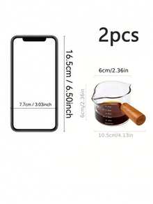 75ml Heat-Resistant Glass Milk Pitcher With Wooden Handle, Mini Milk Jug For Espresso, Creamer, Sauce, Condiment - Clear - View 10