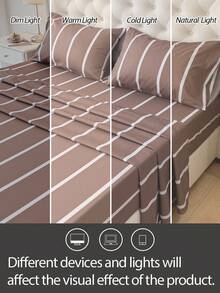 四件套100%纯棉床上用品，易于打理，柔软亲肤，包含1张床单、1张床笠、2个枕套，透气舒适，简约风格，是送给父母和朋友的绝佳礼物。 - 彩色 - 查看 6