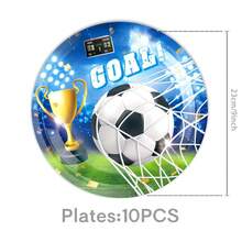 100/80/50/40/30/20/10pcs/Set Children Football Theme Party Supplies - Paper Plates, Cups, Napkins, Suitable For Birthday Parties, Festivals, Fan Gatherings - Multicolor - View 4