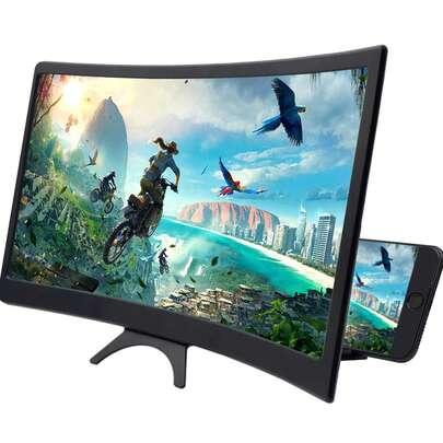 1pc 12-Inch Curved Phone Screen Magnifier, 3D HD Projection Screen Amplifier, Suitable For Watching Movies And Videos, Foldable Phone Stand With Screen Magnifier, Compatible With All Smartphones (Black)