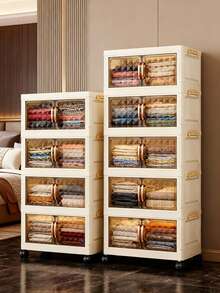 1个40/50/60厘米可折叠储物柜，3-5层双门塑料储物架带轮子，客厅玩具零食多层柜，衣物收纳柜，家用防尘架，家用置物架，储物盒，塑料容器，油瓶，厨房收纳配件，杯架，1个油瓶，勺架，厨房置物架 - 彩色 - 查看 6