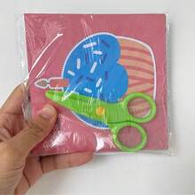 48/96 件剪纸套装包括塑料剪刀和图案纸，卡通动物和生活图案，不重复，益智玩具，提高手眼协调能力，儿童礼物，学龄前教育用品 - 彩色 - 查看 9