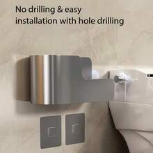 壁挂式马桶刷架，浴室收纳架，免钻孔马桶刷套装 - B - 查看 5