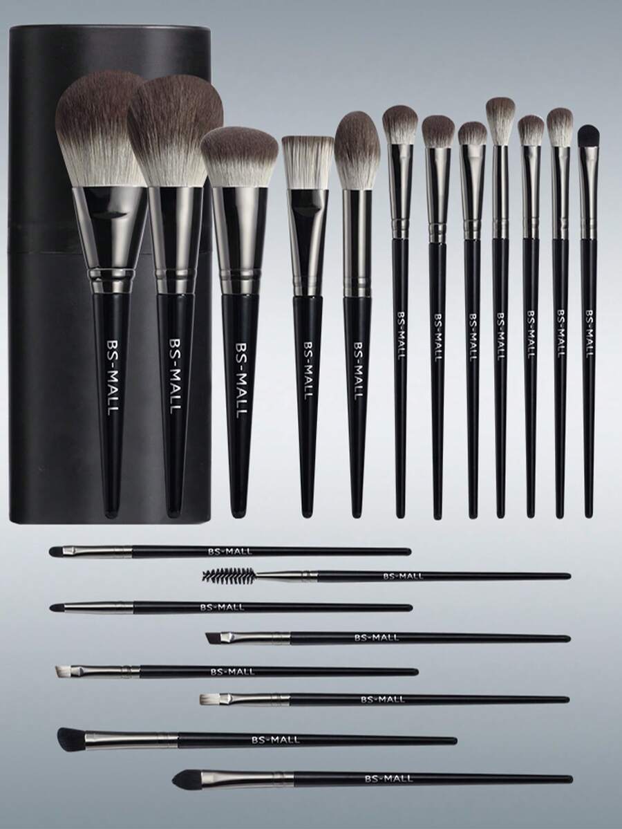 BS-MALL 21/4pcs High Quality Makeup Brush Set, Professional Makeup Artist Makeup Brush Set Including Foundation Brush, Eyeshadow Brush, Highlighter Brush, Powder Brush, Blush Brush, Eyebrow Brush - Black - View 1
