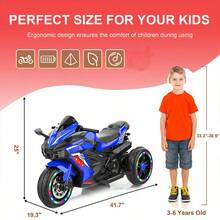 3 Wheels Electric Battery Powered Motor Bike ,Kids Ride On Motorcycle, Motorcycle For Children, LED Light-Emitting, Pink Tyres, Music, PU Seat, Support Up To 110lbs, Top Speed: 4Mph, Best Gift For Christmas,Blue - Màu xanh lam - Xem 10