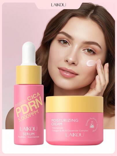  1套莱寇 (LAIKOU) 抗氧化积雪草保湿护肤套装（积雪草精华液17ml + 积雪草保湿霜30g），抗衰老护肤礼盒，保湿修护护肤礼品袋，深层滋养，适合女性、妈妈、妻子、姐妹、青少年、女友，母亲节礼物。