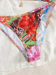 Bộ bikini dây đeo điều chỉnh được họa tiết hoa đỏ mới, thích hợp cho kỳ nghỉ hè ở bãi biển, trang phục thường ngày gợi cảm cho các bữa tiệc bãi biển, đồ bơi nữ, quần áo đi biển, trang phục nghỉ lễ cho nữ, trang phục ngày Valentine, quần áo mùa hè, trang phục ngày Valentine cho nữ, mùa hè, mùa xuân, thanh lịch, kỳ nghỉ, thường ngày, họa tiết hoa. - Đỏ - Xem 5