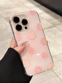 1 pieza Funda protectora de teléfono a prueba de golpes con cobertura completa y estampado de lunares en color rosa melocotón compatible con iPhone 11/12/13/14/15/16/17/Pro Max - Rosa - Ver 6
