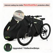 This All-In-One Black Bicycle/Motorcycle Cover Features A Keyhole And Storage Pocket, As Well As Reflective Safety Straps And Elastic Bands For Nighttime Use. It Can Accommodate 1-3 Bicycles. Made Of Thick, Durable Oxford Cloth, It Has Water-Resistant, Sun-Proof, Dust-Proof, Windproof And UV-Resistant Functions. Suitable For Heavy-Duty Road Bikes, Mountain Bikes, ATVs, Electric Bikes, Motorcycles And BMX Bikes. - Black - View 4