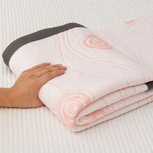 1 chiếc chăn mùa hè/chăn giữ ấm bằng vải cotton mỏng 3 lớp, họa tiết hoa văn tối giản, ruột chăn bông lông vũ nguyên miếng, viền chăn chắc chắn, thích hợp cho phòng ngủ, phòng khách, có thể giặt máy. - Phấn hoa trà - Xem 5